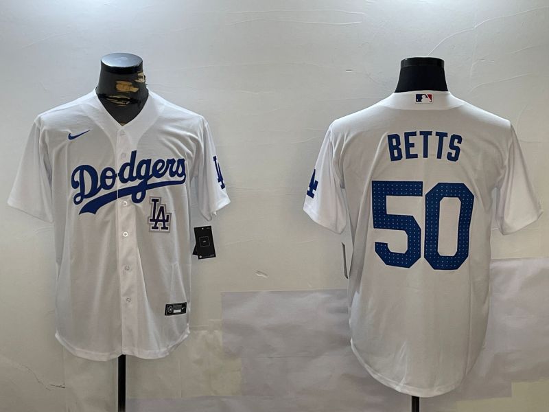 Men Los Angeles Dodgers #50 Betts White Game 2024 Nike MLB Jersey style 12113